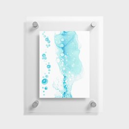 Light Ocean Blue bubbles Abstract 4222 Alcohol Ink Painting by Herzart Floating Acrylic Print