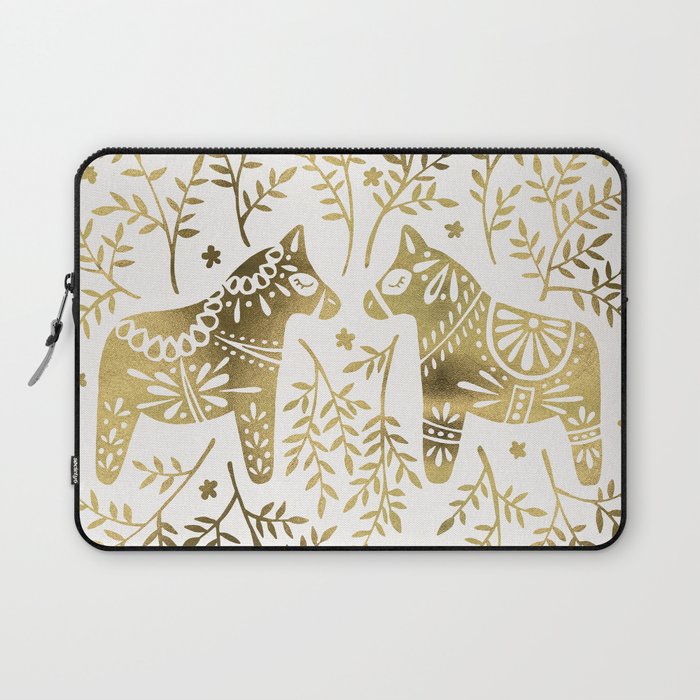 Swedish Dala Horses – Gold Palette Laptop Sleeve