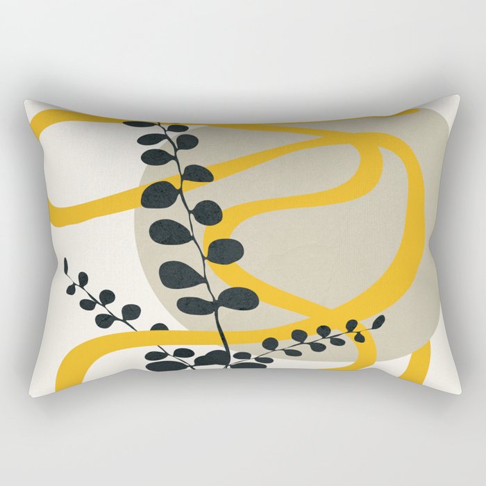 Abstract Yellow Line III Rectangular Pillow