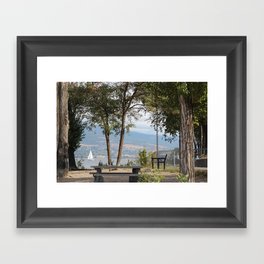 Beach View of Sailing Boat Framed Art Print