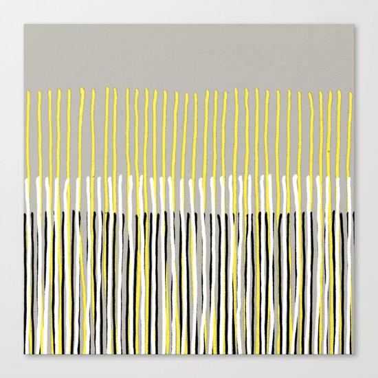 Yellow Rising - abstract stripes in yellow, grey, black & white Canvas Print