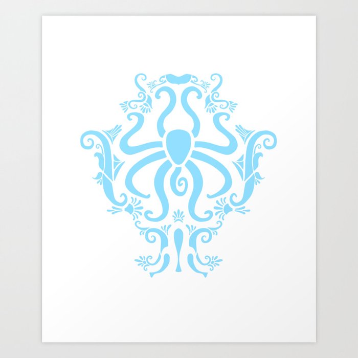 Greek Octopus Blue Art Print