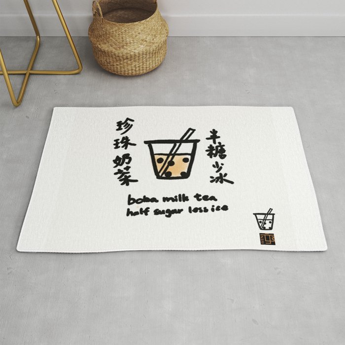 Boba Milk Tea Half Sugar Less Ice Rug By Wchen812 Society6 Boba Milk Tea Half Sugar Less Ice Rug By Wchen812 Society6