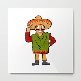 Cartoon happy Mexican Metal Print | Drawing, Mexicancartoon, Mexican, Cartoon, Sombrero, Spanish, Man, Mexico, Mustache, Hispanic 