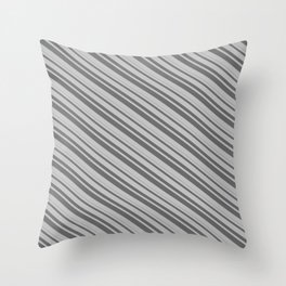 [ Thumbnail: Grey and Dim Grey Colored Pattern of Stripes Throw Pillow ]