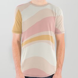 Modern Retro Liquid Swirl Abstract Pattern Square in Pale Blush Pink and Mellow Apricot All Over Graphic Tee