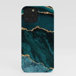Teal Blue Emerald Marble Landscapes iPhone Case
