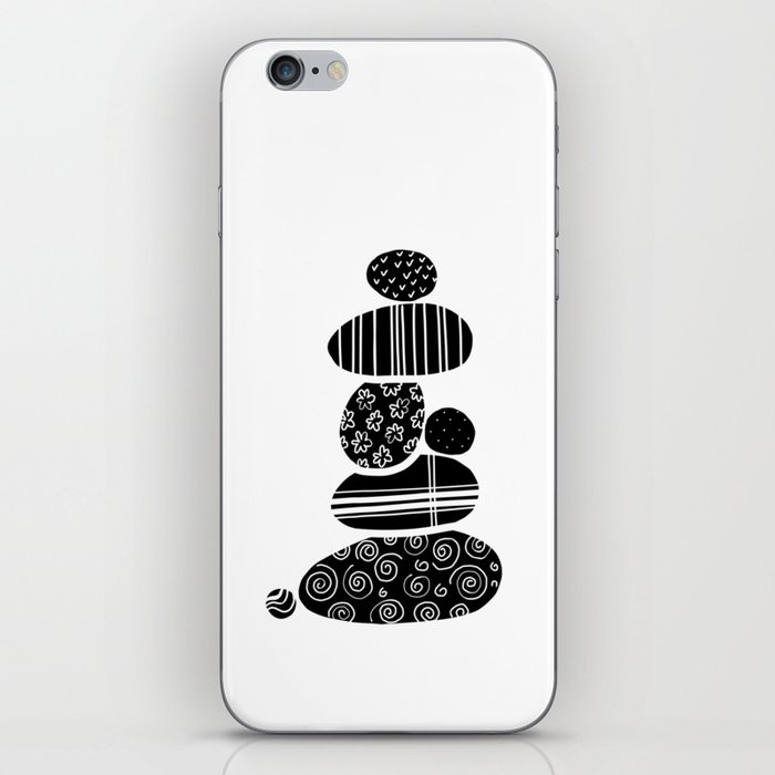 Sea stones or abstract ornament? Black and white graphics iPhone Skin
