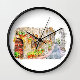 Italy watercolor Wall Clock | Italyposter, Italypainting, Italywatercolor, Italy, Italytourism, Italydesign, Italycity, Graphicdesign, Italytravel, Italyarchitecture 