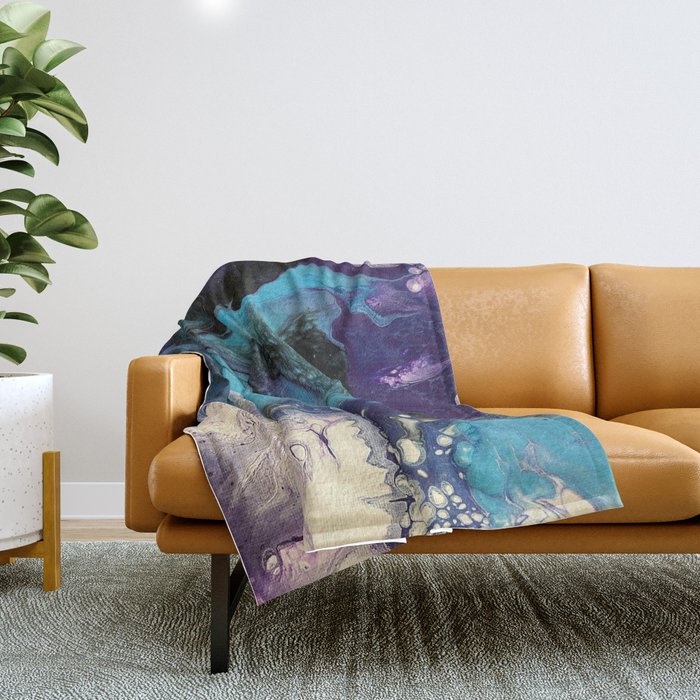 Abstract Aura - Acrylic Pour Throw Blanket