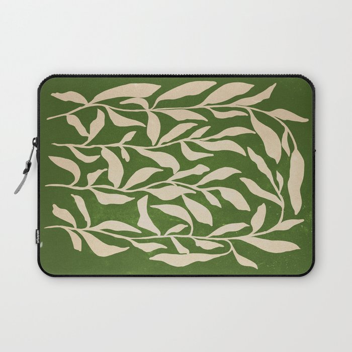 Olive Green Leaves: Mid Century Edition Laptop Sleeve