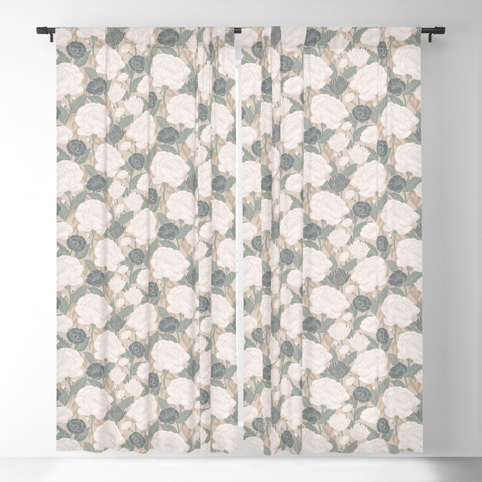 Spring Garden on Taupe Blackout Curtain