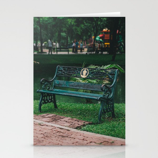 Green Bench | Lumpini Park | Bangkok, Thailand Stationery Cards