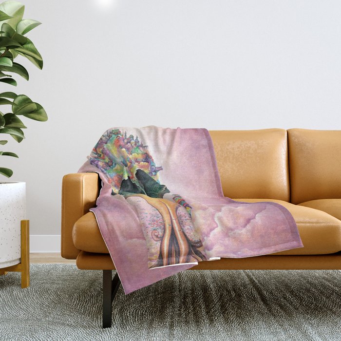 Neapolia (Surreal ice cream city) Throw Blanket