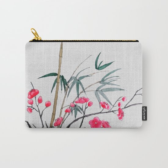 bamboo and red plum flowers Carry-All Pouch