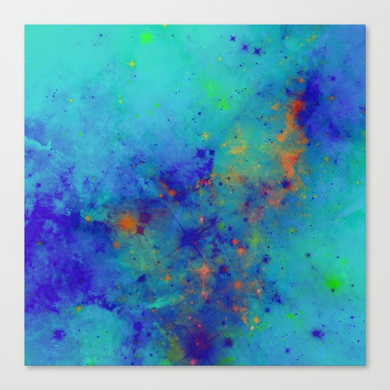 Blue Atmoshpere - Abstract in green, blue, orange and red Canvas Print