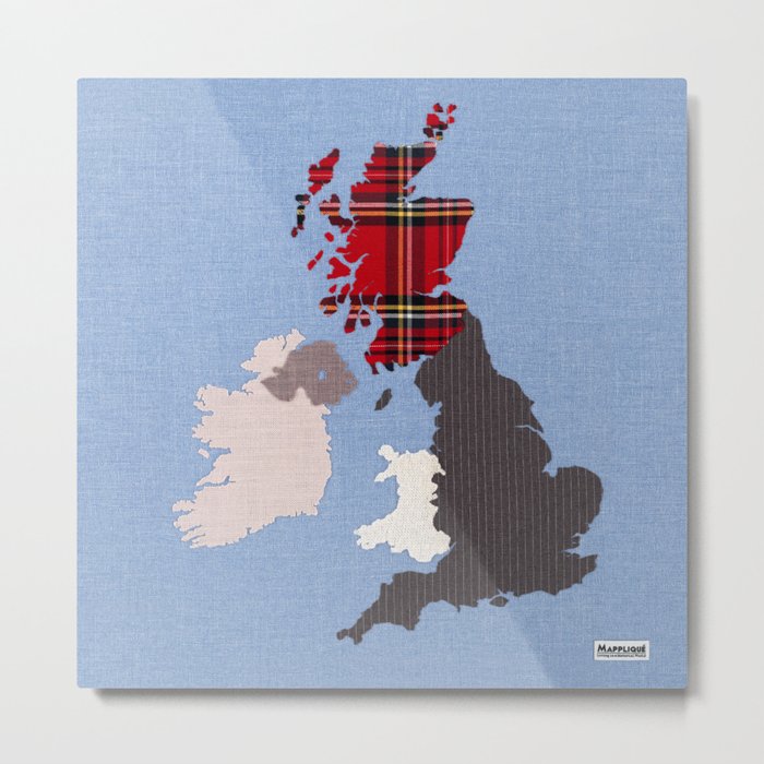 British Isles Fabric Map Art Metal Print