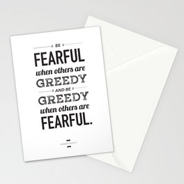 Be Fearful When Others Are Greedy | Typographic | White  Stationery Cards