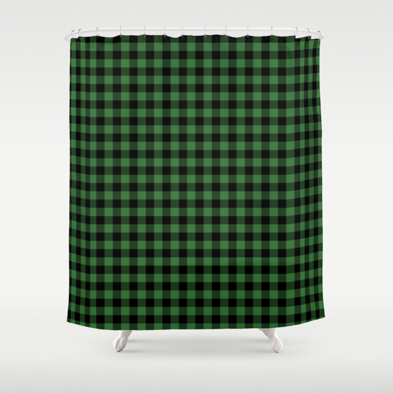 Classic Green Country Cottage Summer Buffalo Plaid Shower Curtain