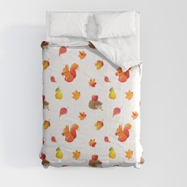 Hedgehog,squirrel,autumn pattern  Comforter