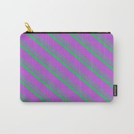 [ Thumbnail: Sea Green and Orchid Colored Lines Pattern Carry-All Pouch ]