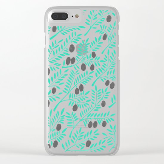Olive Branches – Turquoise & Black Palette Clear iPhone Case