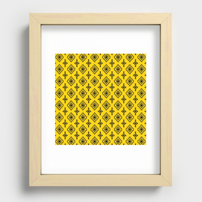 Yellow and Black Native American Tribal Pattern Recessed Framed Print