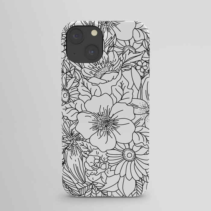 Elegant Hand drawn floral doodles design iPhone Case