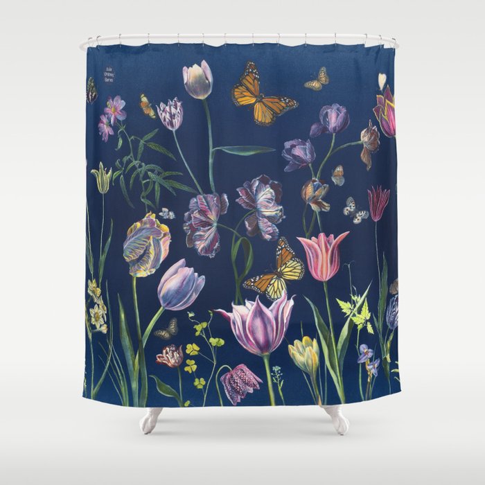 Nocturnal Nature (Tulips, Crocus, etc) Shower Curtain