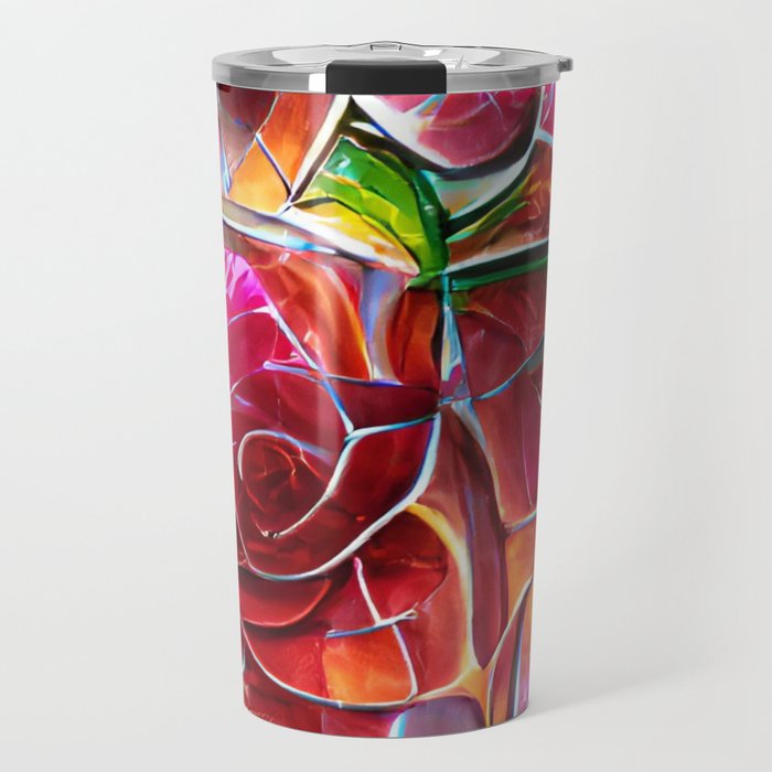 Stained Glass Roses Travel Mug