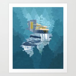 Falling water house Art Print