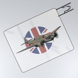 Bristol Beaufort British WW2 Airplane with Flag Picnic Blanket