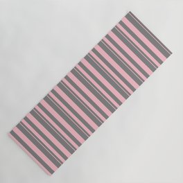 [ Thumbnail: Pink & Gray Colored Lines Pattern Yoga Mat ]