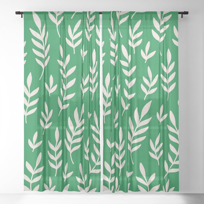 Leaves in Green Sheer Curtain