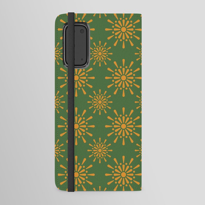 Minimal Retro Styled Geometric Pattern - Green and Yellow Android Wallet Case
