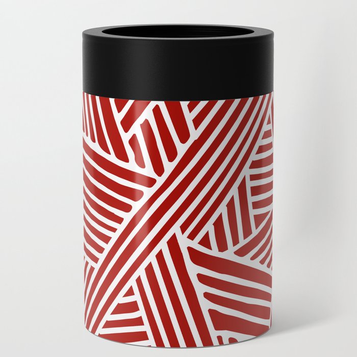 Abstract Navy Red White Lines And Triangles Pattern Can Cooler