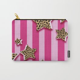 Pink Stripes With Cheetah Fur Stars Carry-All Pouch