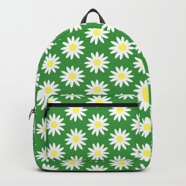 white daisy with green pattern Backpack