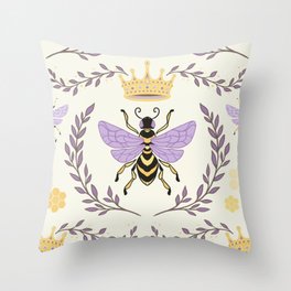 Queen Bee - Lavander Purple and Yellow Throw Pillow