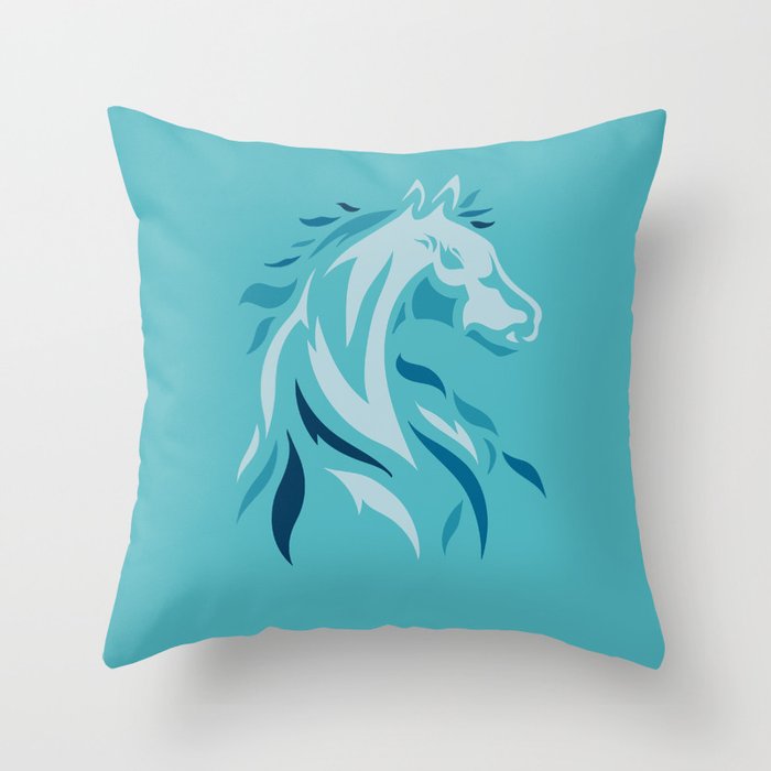 Horse Friend Tattoo - Color Illustration  -   Equestrian Amazing 00227 - decor design Throw Pillow