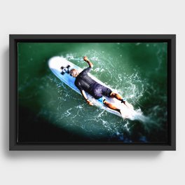 Surfer from Above Framed Canvas