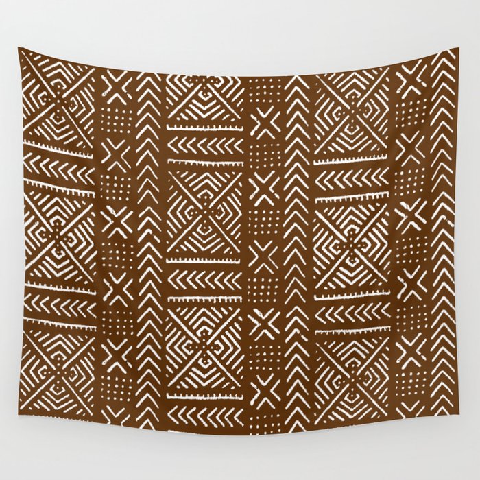 Line Mud Cloth Brown Wall Tapestry