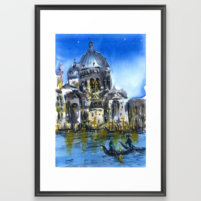 Summer night sky in Venice Framed Art Print