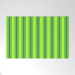 [ Thumbnail: Light Green and Sea Green Colored Lines/Stripes Pattern Welcome Mat ]