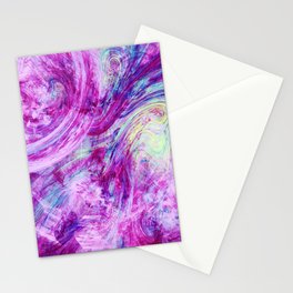 Pink and Magenta Liquid Splash Neon Swirl Abstract Artwork Stationery Card
