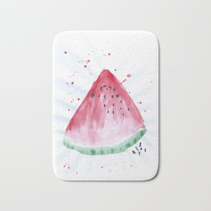 Watermelon summer watercolor illustration, food illustration, fruit Bath Mat