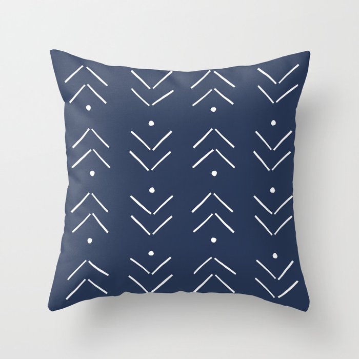 Arrow Lines Pattern in Navy Blue Throw Pillow