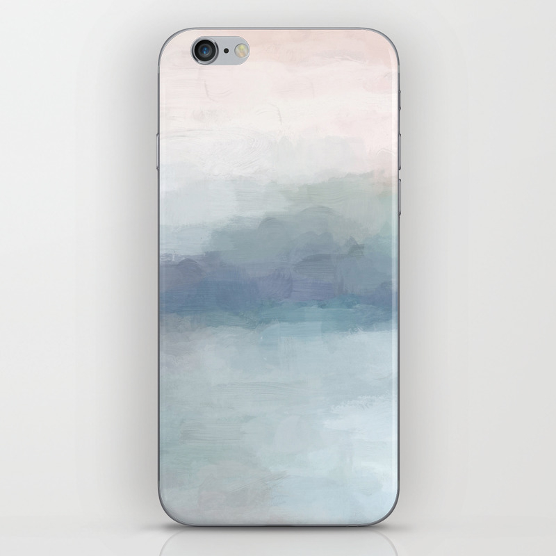 Blush Pink Mint Sky Baby Blue Abstract Ocean Sky Sunrise Wall Art
