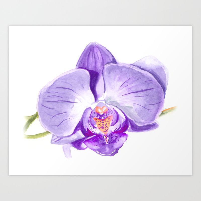 Watercolor Purple Orchid Art Print By Michellemospens Society6