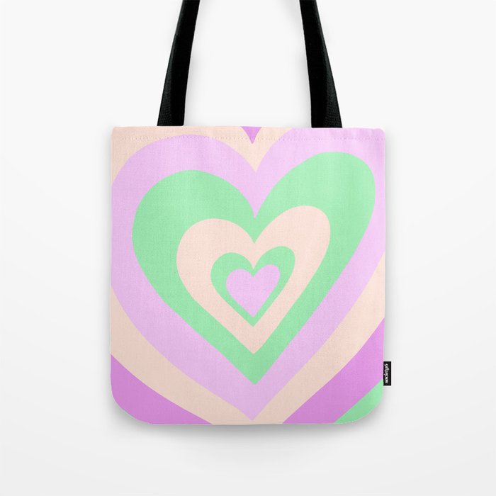 Love Power - retro purple and lime mint green Tote Bag
